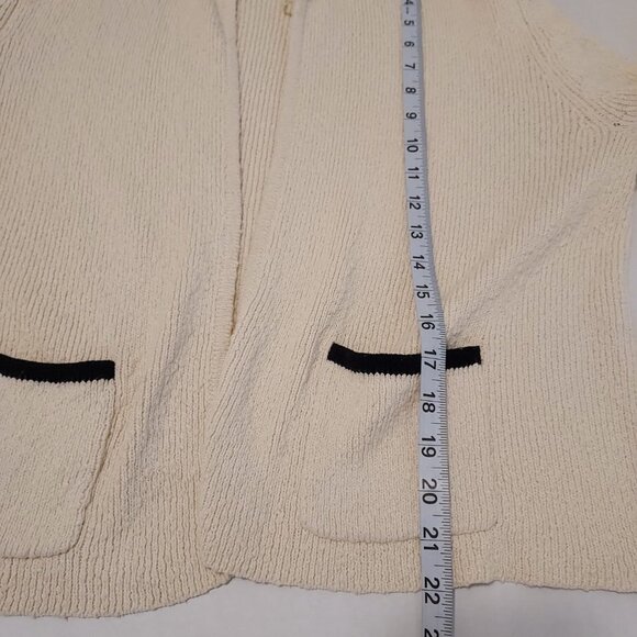 Ann Taylor Factory Open Cream & Black Cardigan Sweater - Picture 2 of 8